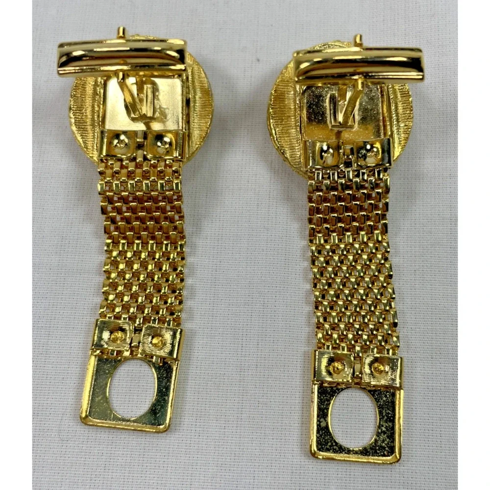 Vintage Celebrity NY Amber Rhinestone Mesh Cufflinks